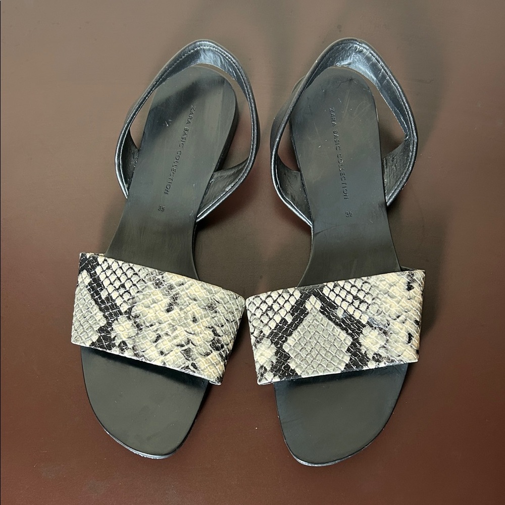 ZARA  Black and Snakeskin Sandals